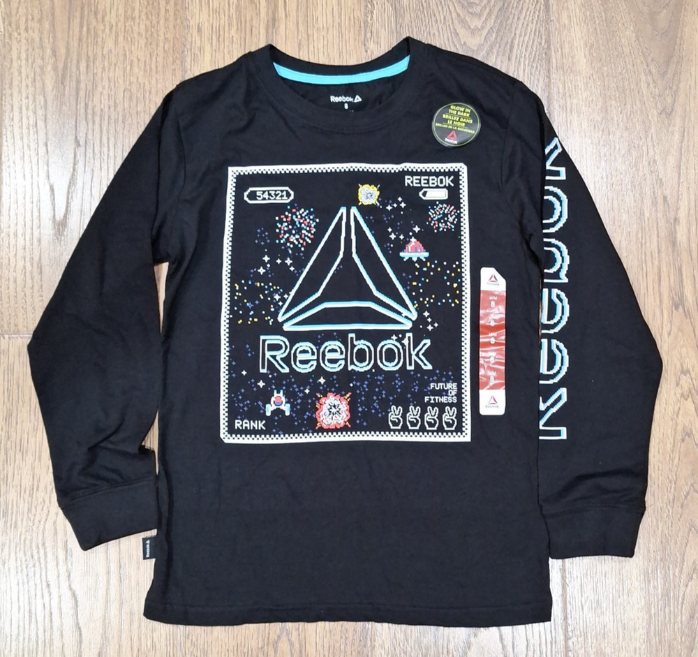 Reebok Glow in the Dark Gaming Fitness T-Shirt Boys Size 8 Black